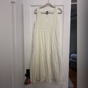 Gap White Checkered Seersucker Midi Dress